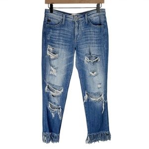 Kancan Distressed Frayed Hem Jeans Sz 24 Medium Wash